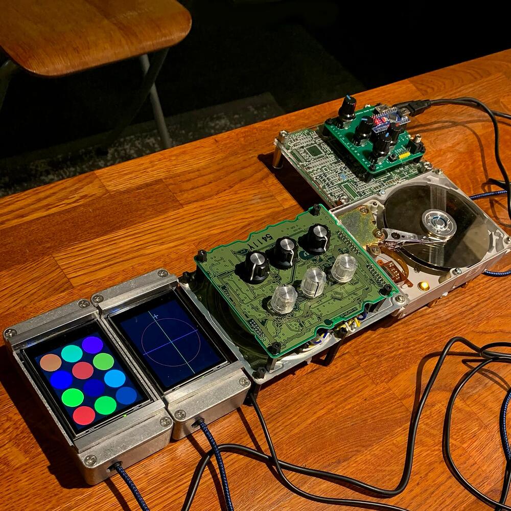 setup of handmade sonic devices